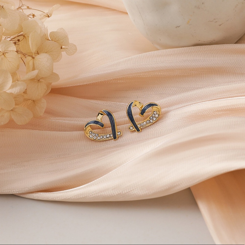 5 for $25 Cute Heart Rhinestone Earrings